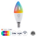 Έξυπνη Λάμπα LED E14 C37 Κεράκι Smart Home Wifi 5.5W 550lm 260° AC 220-240V IP20 Φ3.7 x Υ11cm RGB+CCT - Εναλλαγή Φωτισμού & Dimming μέσω Εφαρμογής Tuya - Bridgelux Chip