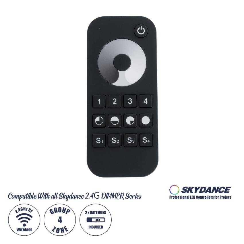 RT6 SKYDANCE Ασύρματο Χειριστήριο Αφής RF 2.4Ghz 4 Group για όλα τα Μονόχρωμα SKYDANCE Controller DC 3V 2 x AAA - IP20 Μ12.2 x Π5.3 x Υ1.7cm
