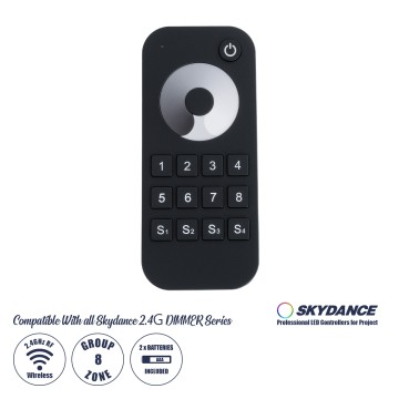 RT8 SKYDANCE Ασύρματο Χειριστήριο Αφής RF 2.4Ghz 8 Group για όλα τα Μονόχρωμα SKYDANCE Controller DC 3V 2 x AAA - IP20 Μ12.2 x Π5.3 x Υ1.7cm