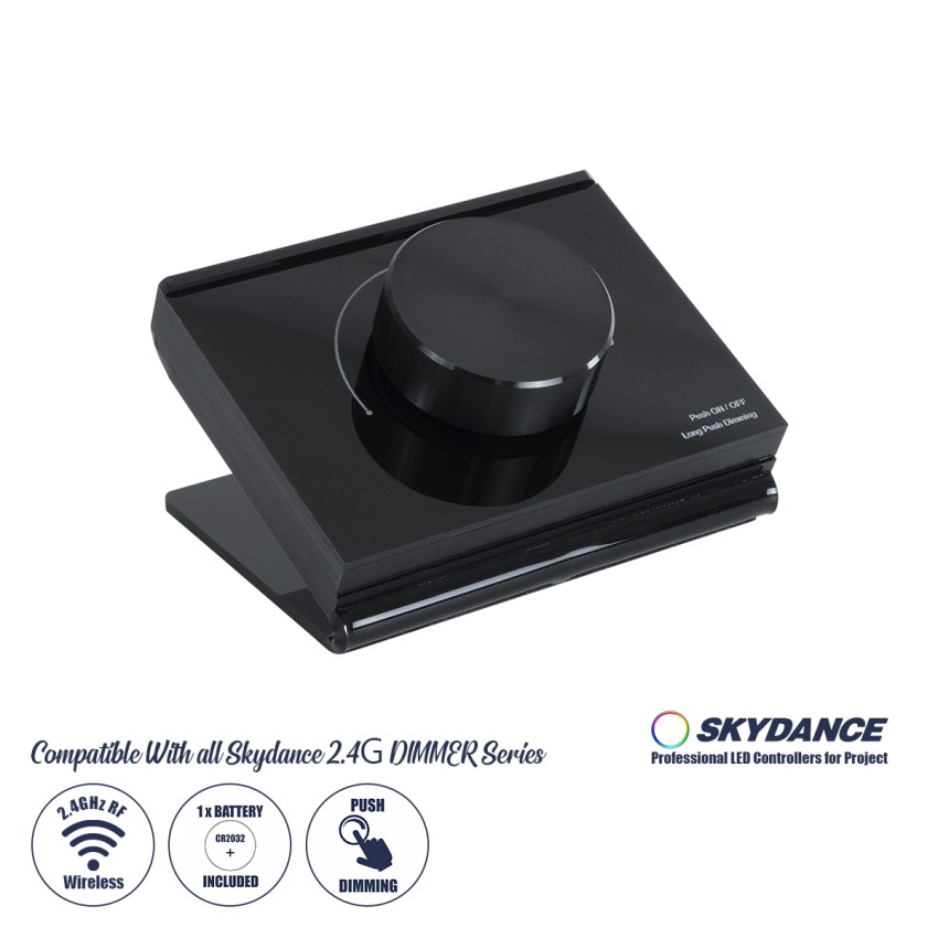 RK1 SKYDANCE Ασύρματο Χειριστήριο RF 2.4Ghz & Push Dimming 1 Group για όλα τα Μονόχρωμα SKYDANCE Controller DC 3V 1 x CR2032 - IP20 Μ9.1 x Π7.2 x Υ5.7cm