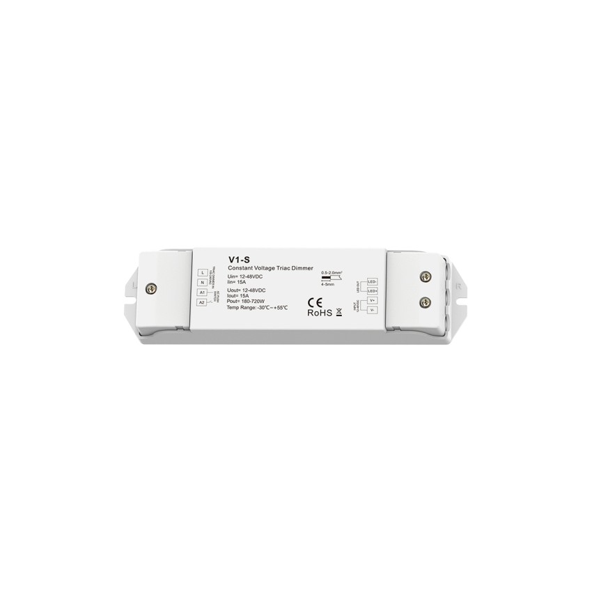 V1-S SKYDANCE AC Triac Dimmer Push Dimming 1 Κανάλι DC 12-48V 1 x 15A 720W - Max 15A 720W - IP20  Μ17.5 x Π4.5 x Υ2.5cm
