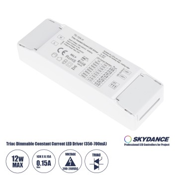 TE-12A-H SKYDANCE AC Triac Dimmable Constant Current LED Driver 1 Κανάλι AC 200-240V 1 x 0.15A 12W - Max 0.15A 12W - IP20 Μ11.1 x Π3.7 x Υ2cm
