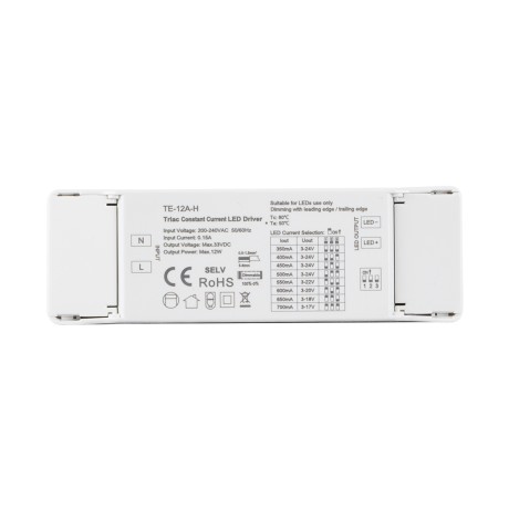 TE-12A-H SKYDANCE AC Triac Dimmable Constant Current LED Driver 1 Κανάλι AC 200-240V 1 x 0.15A 12W - Max 0.15A 12W - IP20 Μ11.1 x Π3.7 x Υ2cm