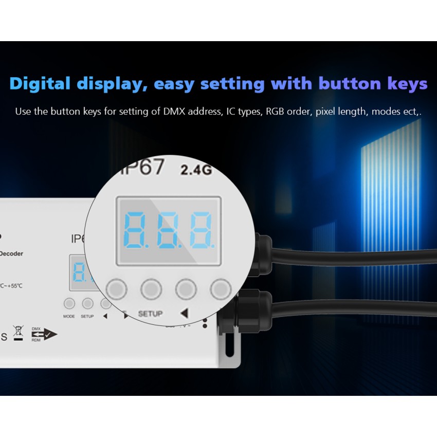 DS-WP SKYDANCE DC RF 2.4Ghz DMX512 to SPI Decoder DC 5-24V - Αδιάβροχο IP65 Μ17 x Π8 x Υ4cm