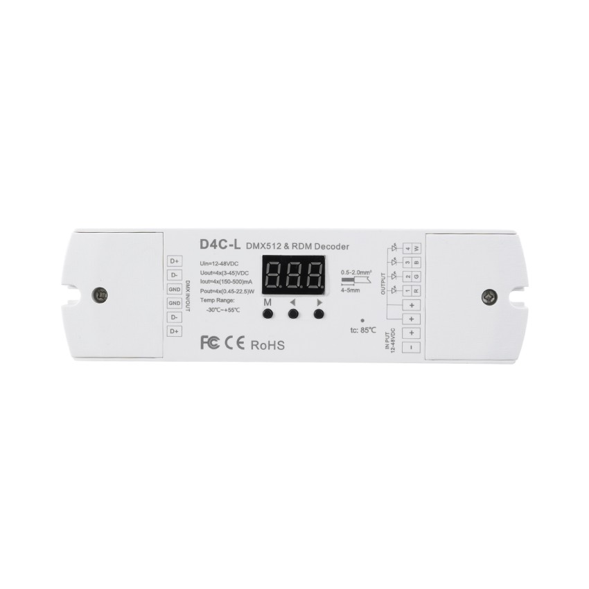 D4C-L SKYDANCE DC DMX512 Constant Current & RDM Decoder 4 Καναλιών DC 12-48V 4 x 0.5A 22.5W - Max 2A 90W - IP20  Μ17 x Π5 x Υ2.5cm