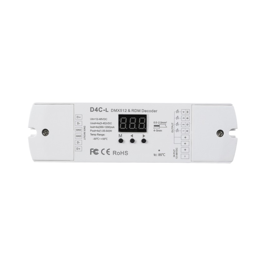 D4C-L SKYDANCE DC DMX512 Constant Current & RDM Decoder 4 Καναλιών DC 12-48V 4 x 1A 54W - Max 4A 216W - IP20  Μ17 x Π5 x Υ2.5cm