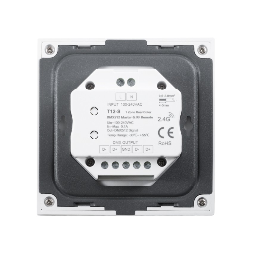 T12-S SKYDANCE Ασύρματο DMX512 Επιτοίχιο Χειριστήριο RF 2.4Ghz 1 Group για όλα τα SKYDANCE DMX512 Controller AC 100-240V Max 0.1A - IP20 Μ8.5 x Μ8.5 x Π8.5 x Υ3.5cm