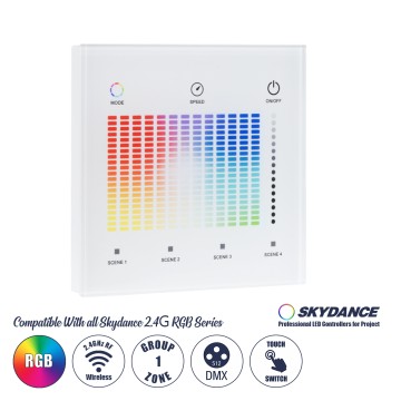 T13-S SKYDANCE Ασύρματο DMX512 Επιτοίχιο Χειριστήριο RF 2.4Ghz 1 Group για όλα τα SKYDANCE DMX512 Controller AC 100-240V Max 0.1A - IP20 Μ8.5 x Μ8.5 x Π8.5 x Υ3.5cm