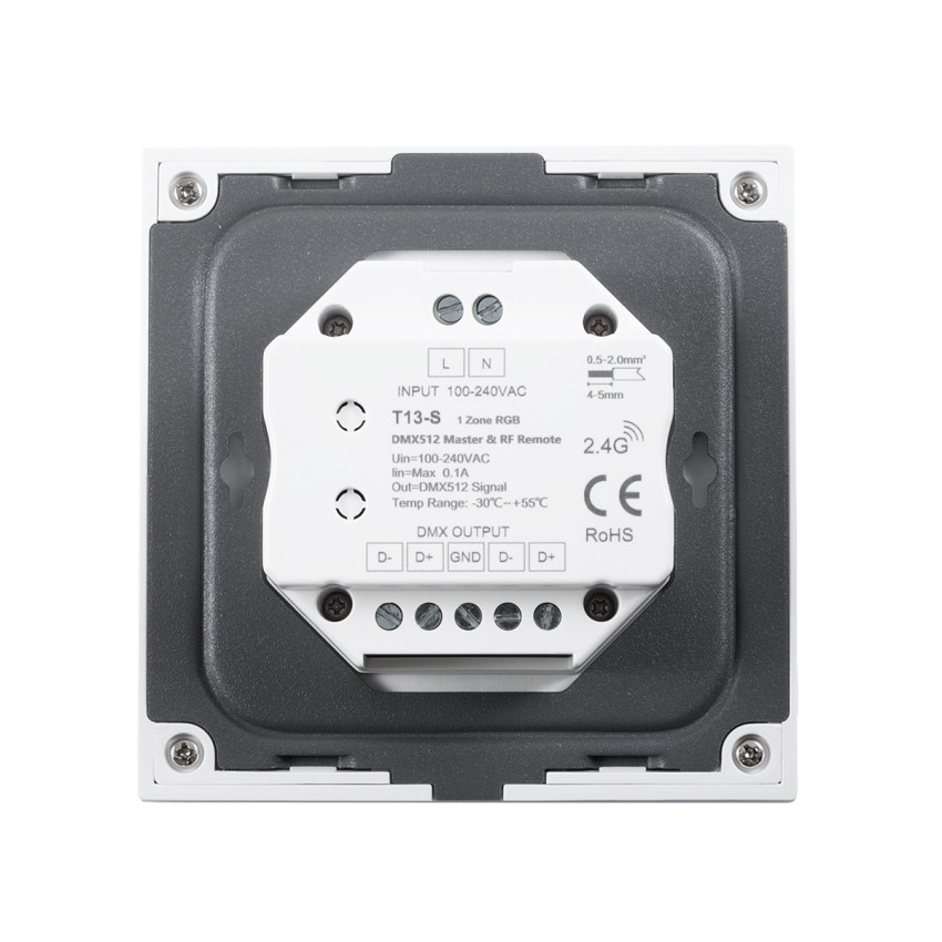 T13-S SKYDANCE Ασύρματο DMX512 Επιτοίχιο Χειριστήριο RF 2.4Ghz 1 Group για όλα τα SKYDANCE DMX512 Controller AC 100-240V Max 0.1A - IP20 Μ8.5 x Μ8.5 x Π8.5 x Υ3.5cm