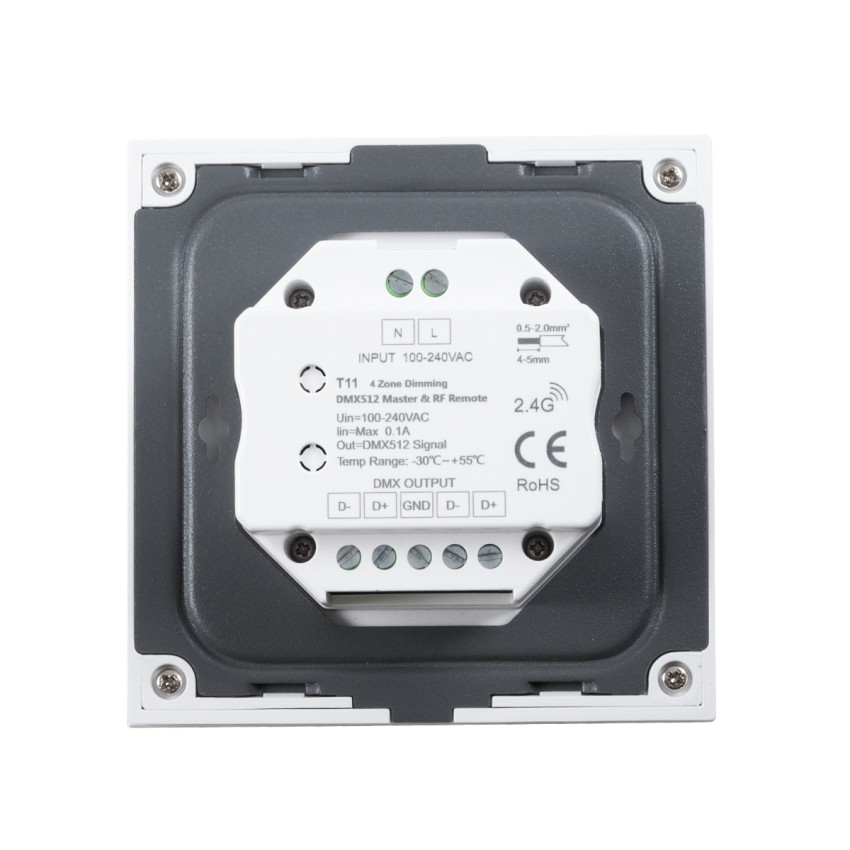 T11 SKYDANCE Ασύρματο DMX512 Επιτοίχιο Χειριστήριο RF 2.4Ghz 4 Group για όλα τα SKYDANCE DMX512 Controller AC 100-240V Max 0.1A - IP20 Μ8.5 x Μ8.5 x Π8.5 x Υ3.5cm