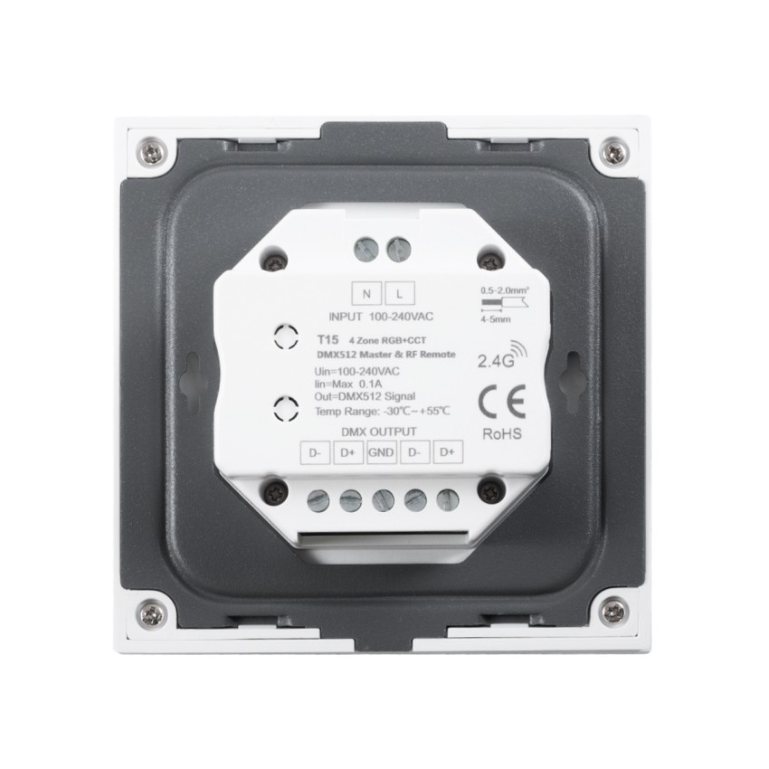 T15 SKYDANCE Ασύρματο DMX512 Επιτοίχιο Χειριστήριο RF 2.4Ghz 4 Group για όλα τα SKYDANCE DMX512 Controller AC 100-240V Max 0.1A - IP20 Μ8.5 x Μ8.5 x Π8.5 x Υ3.5cm