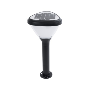 GLOBOSTAR® SOLARMIS  Φωτιστικό Κολωνάκι Κήπου LED 10W 180lm 120° με Ενσωματωμένο Φωτοβολταϊκό Panel 6V 5W & Επαναφορτιζόμενη Μπαταρία Li-ion 3.2V 6000mAh με Αισθητήρα Ημέρας-Νύχτας Αδιάβροχο IP65 Ψυχρό Λευκό 6000K - Μαύρο - Μ26 x Π26 x Υ60cm