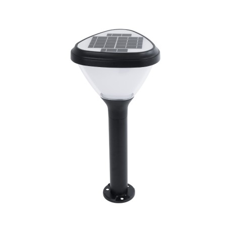 GLOBOSTAR® SOLARMIS  Φωτιστικό Κολωνάκι Κήπου LED 10W 180lm 120° με Ενσωματωμένο Φωτοβολταϊκό Panel 6V 5W & Επαναφορτιζόμενη Μπαταρία Li-ion 3.2V 6000mAh με Αισθητήρα Ημέρας-Νύχτας Αδιάβροχο IP65 Ψυχρό Λευκό 6000K - Μαύρο - Μ26 x Π26 x Υ60cm