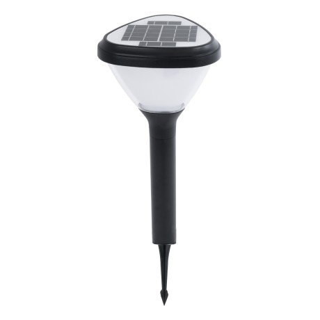 GLOBOSTAR® SOLARMIS  Φωτιστικό Κολωνάκι Κήπου LED 10W 180lm 120° με Ενσωματωμένο Φωτοβολταϊκό Panel 6V 5W & Επαναφορτιζόμενη Μπαταρία Li-ion 3.2V 6000mAh με Αισθητήρα Ημέρας-Νύχτας Αδιάβροχο IP65 Ψυχρό Λευκό 6000K - Μαύρο - Μ26 x Π26 x Υ60cm
