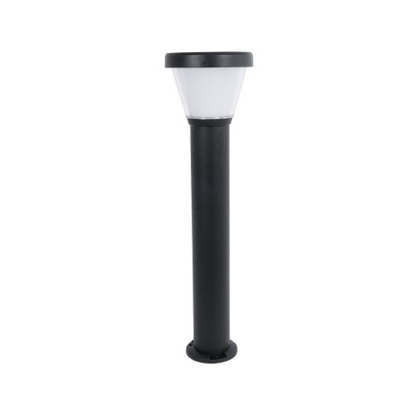 GLOBOSTAR® SOLARDIS  Φωτιστικό Κολωνάκι Κήπου LED 10W 180lm 120° με Ενσωματωμένο Φωτοβολταϊκό Panel 6V 5W & Επαναφορτιζόμενη Μπαταρία Li-ion 3.2V 6000mAh με Αισθητήρα Ημέρας-Νύχτας Αδιάβροχο IP65 Ψυχρό Λευκό 6000K - Μαύρο - Μ24 x Π24 x Υ88cm