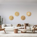 COLOMBO  Boho Επιτοίχιο Φωτιστικό Απλίκα Μονόφωτο 1 x E27 IP20 Μπεζ Ράφια - Μ40 x Π40 x Υ9cm