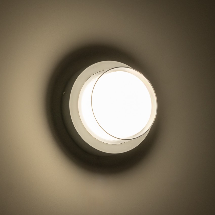 GLOBOSTAR® NEXUS  Φωτιστικό Τοίχου - Απλίκα Εσωτερικού/Εξωτερικού Χώρου LED 10W 1050lm 120° AC175-265V Αδιάβροχο IP65 - Πλαστικό Σώμα - Φυσικό λευκό 4500K - Φ17 x Υ9cm - Γκρι - Bridgelux Chip