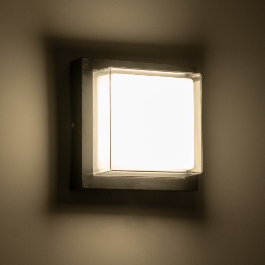 GLOBOSTAR® NEXUS  Φωτιστικό Τοίχου - Απλίκα  Εσωτερικού/Εξωτερικού Χώρου LED 10W 1050lm 120° AC175-265V Αδιάβροχο IP65 - Πλαστικό Σώμα - Φυσικό λευκό 4500K - Μ17 x Π17 x Υ9cm - Μαύρο - Bridgelux Chip