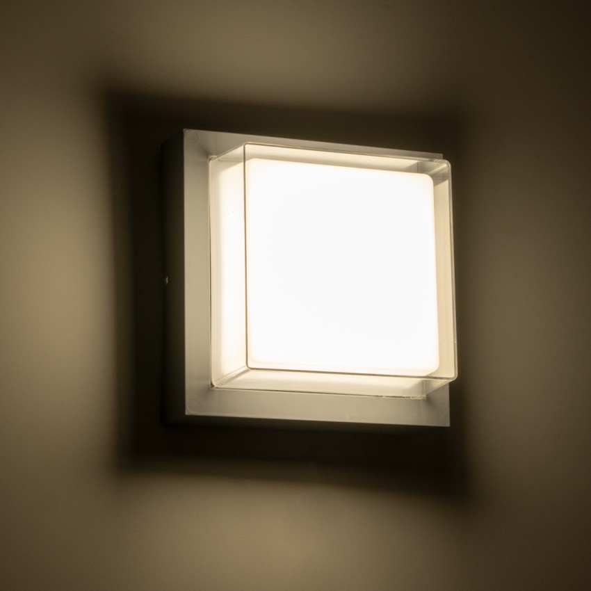 GLOBOSTAR® NEXUS  Φωτιστικό Τοίχου - Απλίκα Εσωτερικού/Εξωτερικού Χώρου LED 10W 1050lm 120° AC175-265V Αδιάβροχο IP65 - Πλαστικό Σώμα - Φυσικό λευκό 4500K - Μ17 x Π17 x Υ9cm - Γκρι - Bridgelux Chip