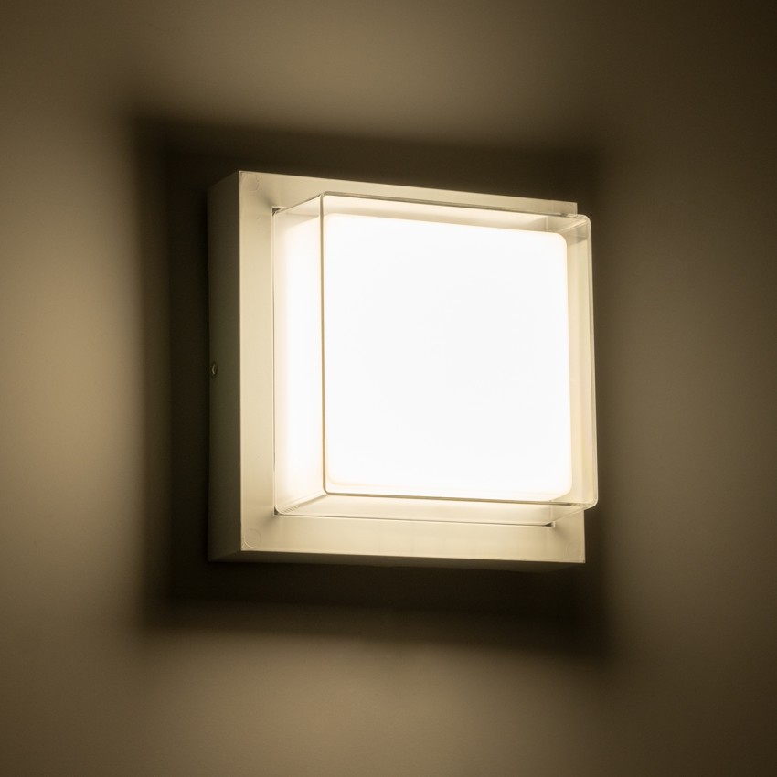 GLOBOSTAR® NEXUS  Φωτιστικό Τοίχου - Απλίκα Εσωτερικού/Εξωτερικού Χώρου LED 10W 1050lm 120° AC175-265V Αδιάβροχο IP65 - Πλαστικό Σώμα - Φυσικό λευκό 4500K - Μ17 x Π17 x Υ9cm - Λευκό - Bridgelux Chip