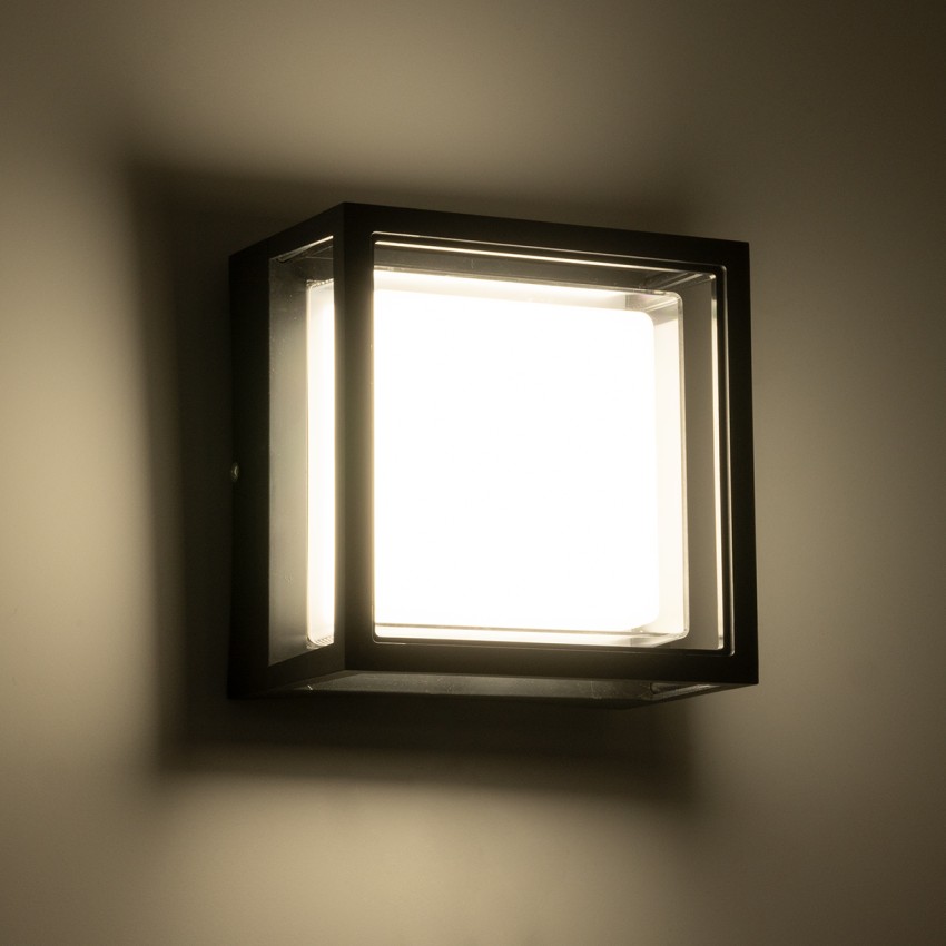 GLOBOSTAR® MAJESTIC  Φωτιστικό Τοίχου - Απλίκα Εσωτερικού/Εξωτερικού Χώρου LED 10W 1050lm 120° AC175-265V Αδιάβροχο IP65 - Πλαστικό Σώμα - Φυσικό λευκό 4500K - Μ17 x Π17 x Υ9cm - Μαύρο - Bridgelux Chip