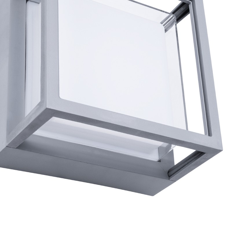 GLOBOSTAR® MAJESTIC  Φωτιστικό Τοίχου - Απλίκα Εσωτερικού/Εξωτερικού Χώρου LED 10W 1050lm 120° AC175-265V Αδιάβροχο IP65 - Πλαστικό Σώμα - Φυσικό λευκό 4500K - Μ17 x Π17 x Υ9cm - Γκρι - Bridgelux Chip