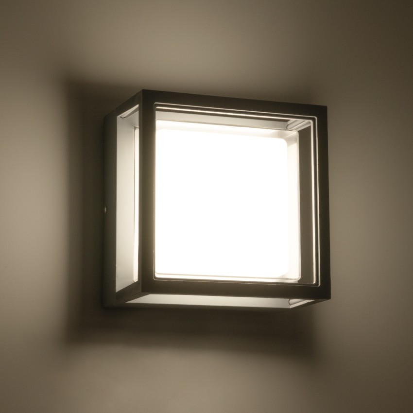 GLOBOSTAR® MAJESTIC  Φωτιστικό Τοίχου - Απλίκα Εσωτερικού/Εξωτερικού Χώρου LED 10W 1050lm 120° AC175-265V Αδιάβροχο IP65 - Πλαστικό Σώμα - Φυσικό λευκό 4500K - Μ17 x Π17 x Υ9cm - Γκρι - Bridgelux Chip