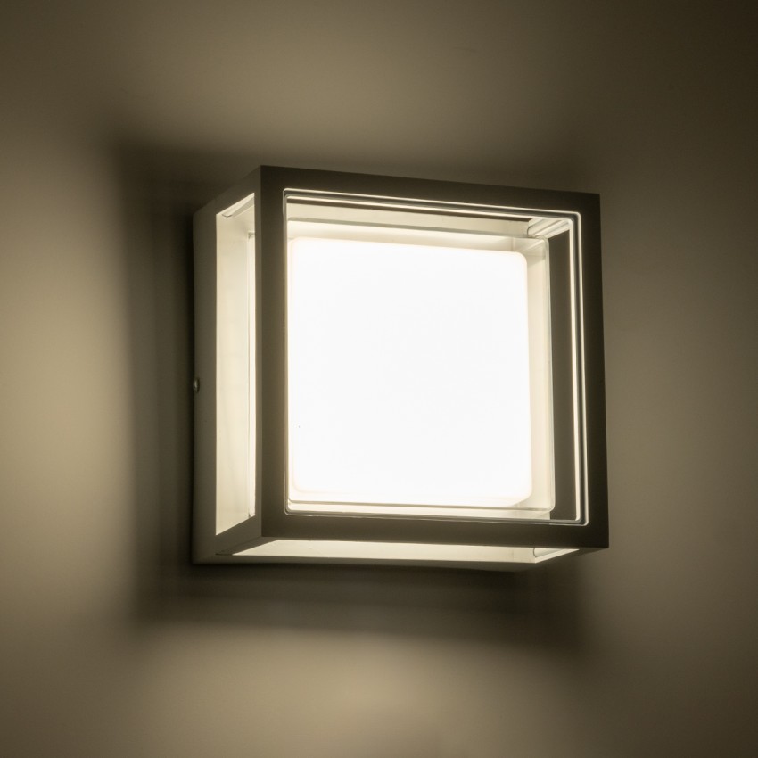 GLOBOSTAR® MAJESTIC  Φωτιστικό Τοίχου - Απλίκα Εσωτερικού/Εξωτερικού Χώρου LED 10W 1050lm 120° AC175-265V Αδιάβροχο IP65 - Πλαστικό Σώμα - Φυσικό λευκό 4500K - Μ17 x Π17 x Υ9cm - Λευκό - Bridgelux Chip