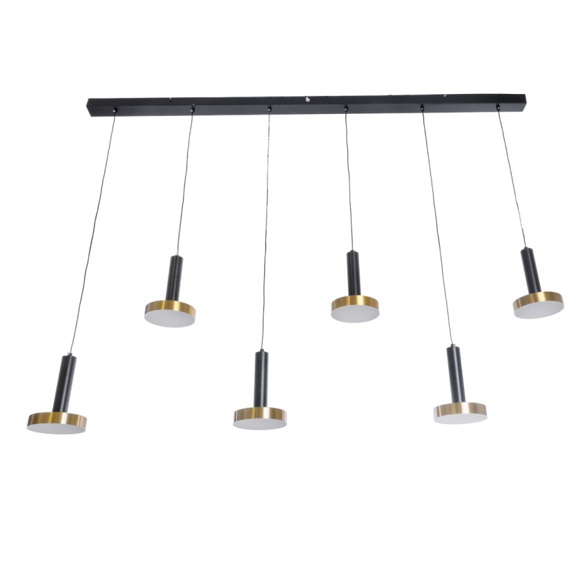 GLOBOSTAR® ZANE  Μοντέρνο Κρεμαστό Φωτιστικό Οροφής LED 100W 11200lm 120° AC 220-240V IP20 Ρυθμιζόμενο Λευκό CCT με Χειριστήριο από 2700K έως 6000K Dimmable - Lumileds SMD Chip - Μαύρο Ματ & Χρυσό - Μ160 x Π15 x Υ20cm