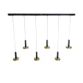 GLOBOSTAR® ZANE  Μοντέρνο Κρεμαστό Φωτιστικό Οροφής LED 100W 11200lm 120° AC 220-240V IP20 Ρυθμιζόμενο Λευκό CCT με Χειριστήριο από 2700K έως 6000K Dimmable - Lumileds SMD Chip - Μαύρο Ματ & Χρυσό - Μ160 x Π15 x Υ20cm