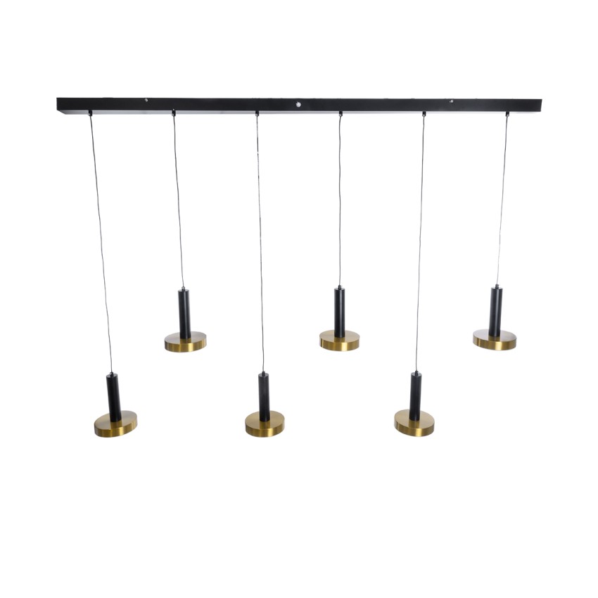 GLOBOSTAR® ZANE  Μοντέρνο Κρεμαστό Φωτιστικό Οροφής LED 100W 11200lm 120° AC 220-240V IP20 Ρυθμιζόμενο Λευκό CCT με Χειριστήριο από 2700K έως 6000K Dimmable - Lumileds SMD Chip - Μαύρο Ματ & Χρυσό - Μ160 x Π15 x Υ20cm