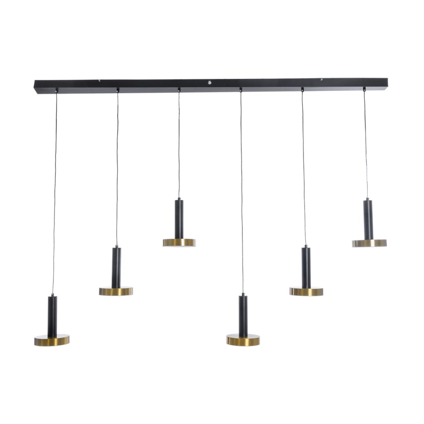 GLOBOSTAR® ZANE  Μοντέρνο Κρεμαστό Φωτιστικό Οροφής LED 100W 11200lm 120° AC 220-240V IP20 Ρυθμιζόμενο Λευκό CCT με Χειριστήριο από 2700K έως 6000K Dimmable - Lumileds SMD Chip - Μαύρο Ματ & Χρυσό - Μ160 x Π15 x Υ20cm