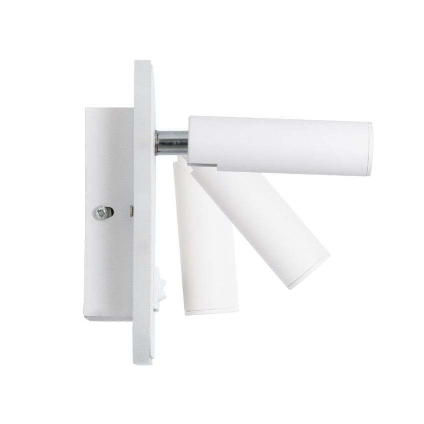 GLOBOSTAR® LADY-S  Μοντέρνο Φωτιστικό Τοίχου - Απλίκα Ξενοδοχείου Reading Light με Φορτιστή USB 3A LED 6W 600lm 36° & 360° AC 220-240V IP20 Φυσικό Λευκό 4500K - Bridgelux COB Chip & TÜV SÜD Driver - Λευκό Ματ - Μ15 x Π15 x Υ7cm