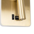 GLOBOSTAR® LADY-S  Μοντέρνο Φωτιστικό Τοίχου - Απλίκα Ξενοδοχείου Reading Light με Φορτιστή USB 3A LED 6W 600lm 36° & 360° AC 220-240V IP20 Φυσικό Λευκό 4500K - Bridgelux COB Chip & TÜV SÜD Driver - Χρυσό Πλατίνα - Μ15 x Π15 x Υ7cm