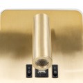 GLOBOSTAR® LADY-S  Μοντέρνο Φωτιστικό Τοίχου - Απλίκα Ξενοδοχείου Reading Light με Φορτιστή USB 3A LED 6W 600lm 36° & 360° AC 220-240V IP20 Φυσικό Λευκό 4500K - Bridgelux COB Chip & TÜV SÜD Driver - Χρυσό Πλατίνα - Μ15 x Π15 x Υ7cm
