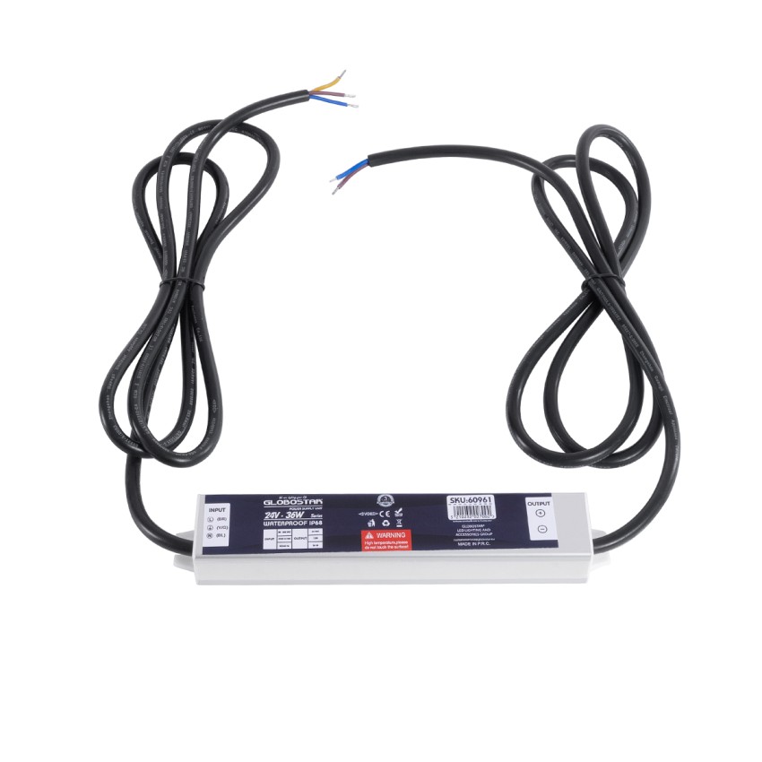 GLOBOSTAR® LUMISPLASH  Τροφοδοτικό/Μετασχηματιστής Class II SELV 36W 1.5A DC 24V Αδιάβροχο IP68 - AC 220-240V σε DC 24V - Μ17 x Π3 x Υ2cm