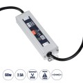 GLOBOSTAR® LUMISPLASH  Τροφοδοτικό/Μετασχηματιστής Class II SELV 60W 2.5A DC 24V Αδιάβροχο IP68 - AC 220-240V σε DC 24V - Μ15 x Π3.5 x Υ2cm
