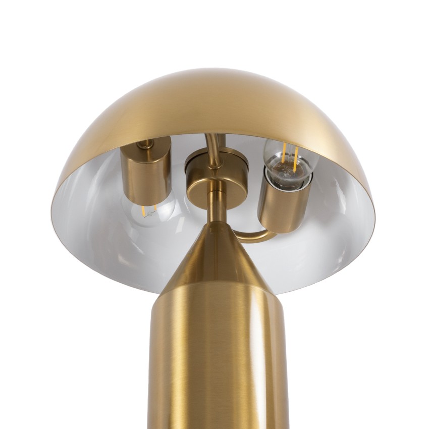 URANUS-S  Μοντέρνο Επιτραπέζιο Φωτιστικό Πορτατίφ Δίφωτο 2 x E27 AC220-240V IP20 - Φ25 x Υ39cm - Χρυσό Πλατίνα Μεταλλικό Καμπάνα με Διακόπτη On/Off