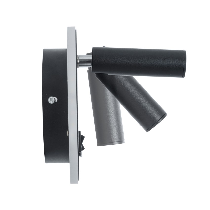 GLOBOSTAR® LADY-R  Μοντέρνο Φωτιστικό Τοίχου - Απλίκα Ξενοδοχείου Reading Light με Φορτιστή USB 3A LED 6W 600lm 36° & 360° AC 220-240V IP20 Φυσικό Λευκό 4500K - Bridgelux COB Chip & TÜV SÜD Driver - Μαύρο Ματ - Μ15 x Π15 x Υ7cm