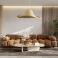 ESPARGOS  Boho Κρεμαστό Φωτιστικό Πλέγμα Μονόφωτο 1 x E27 IP20 Μπεζ Ξύλο - Μ70 x Π70 x Υ35cm