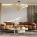 PALERMO  Boho Φωτιστικό Οροφής Πλέγμα Μονόφωτο 1 x E27 IP20 Μπεζ Ξύλο - Μ100 x Π100 x Υ55cm