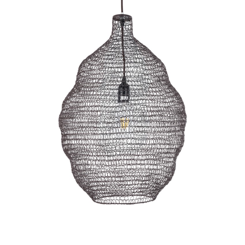 KENTUCKY  Vintage Κρεμαστό Φωτιστικό Πλέγμα Μονόφωτο 1 x E27 IP20 Καφέ Μέταλλο - Μ40 x Π40 x Y60cm