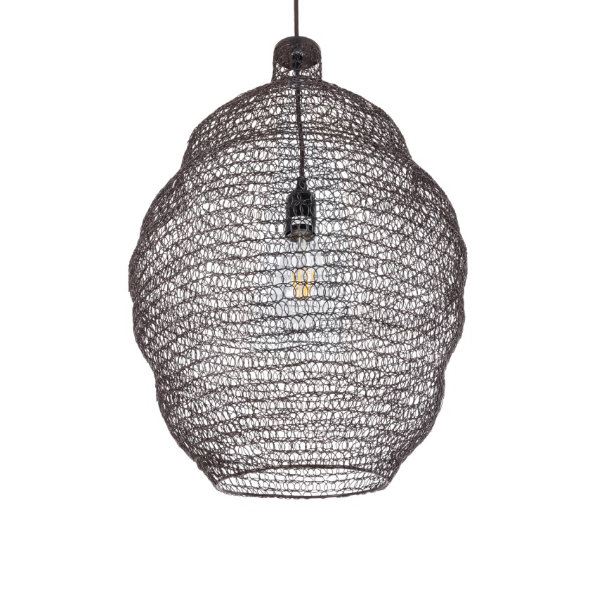 KENTUCKY  Vintage Κρεμαστό Φωτιστικό Πλέγμα Μονόφωτο 1 x E27 IP20 Καφέ Μέταλλο - Μ40 x Π40 x Y60cm