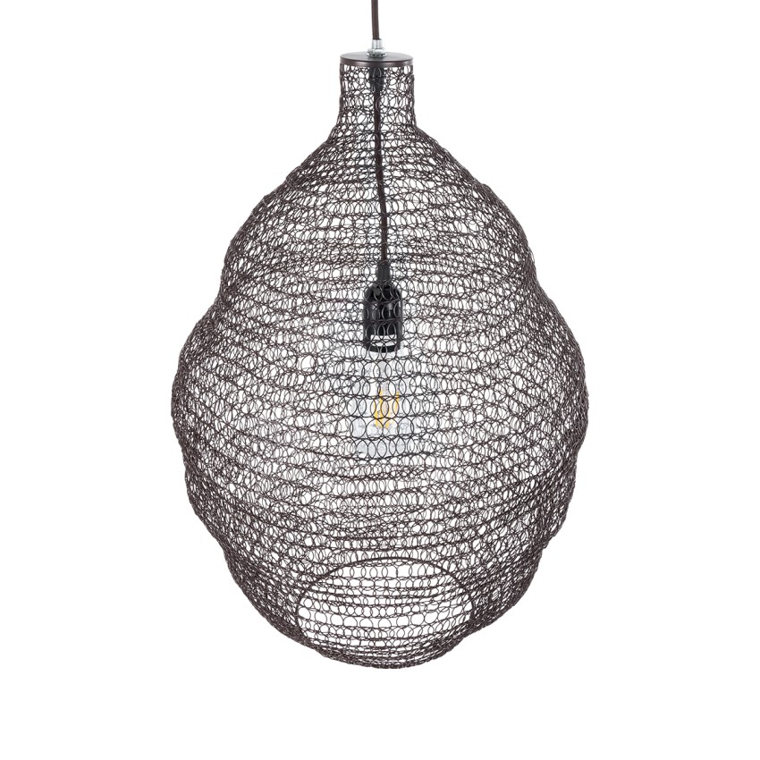 KENTUCKY  Vintage Κρεμαστό Φωτιστικό Πλέγμα Μονόφωτο 1 x E27 IP20 Καφέ Μέταλλο - Μ40 x Π40 x Y60cm