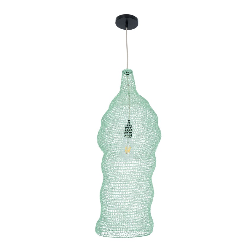 KENTUCKY  Vintage Κρεμαστό Φωτιστικό Πλέγμα Μονόφωτο 1 x E27 IP20 Τιρκουάζ Μέταλλο - Μ30 x Π30 x Y80cm