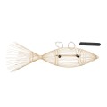 FISH  Μοντέρνο Κρεμαστό Φωτιστικό Πλέγμα Δίφωτο 2 x E27 IP20 Μπεζ Ξύλο - Μ130 x Π42 x Υ42cm
