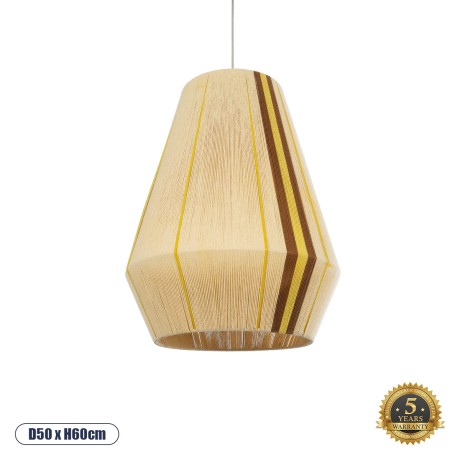 GLOBOSTAR® SALERNO  Boho Κρεμαστό Φωτιστικό Οροφής με Ντουί 1 x E27 AC 220-240V IP20 - Μπεζ & Καφέ - Μ50 x Π50 x Υ60cm