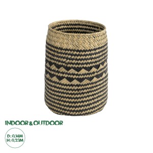 Τεχνητός Κήπος VERMONT  Διακοσμητικό Πλεκτό Καλάθι - Κασπώ Γλάστρα -  Καφέ με Μαύρο Φ14 x Υ23cm