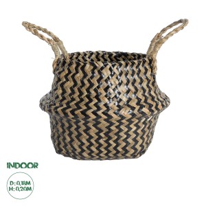 Τεχνητός Κήπος SALVADOR  Διακοσμητικό Πλεκτό Καλάθι - Κασπώ Γλάστρα -  Καφέ με Μαύρο Φ18 x Υ20cm