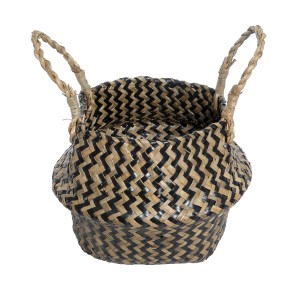 Τεχνητός Κήπος SALVADOR  Διακοσμητικό Πλεκτό Καλάθι - Κασπώ Γλάστρα -  Καφέ με Μαύρο Φ18 x Υ20cm